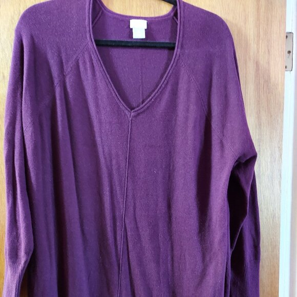 Chico's Deep Purple V Neck Sweater size 2 (12/14) - Picture 1 of 1